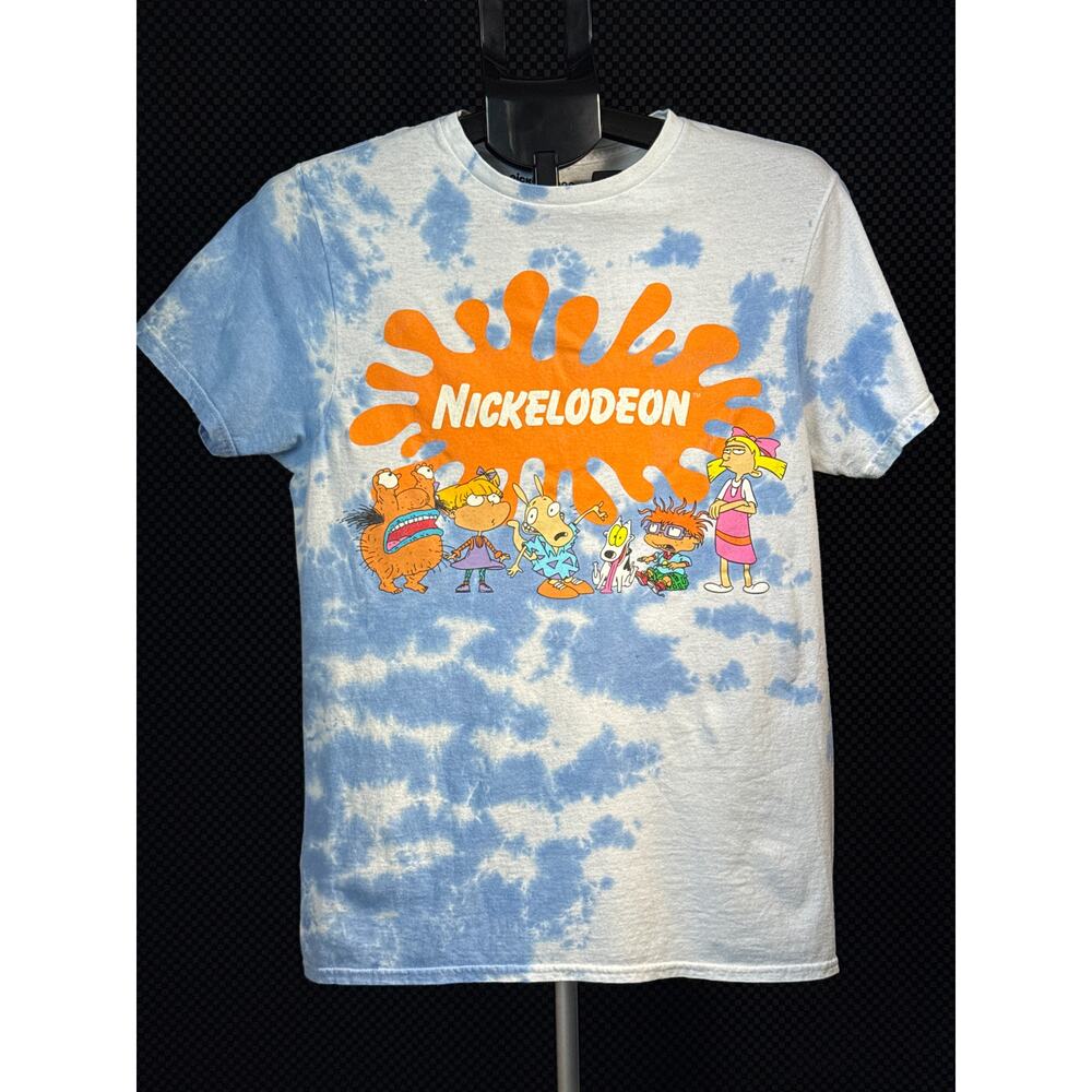 Viacom Nickelodeon Logo with 90’s Characters on Tie-Dye T-Shirt 2011 Size Medium